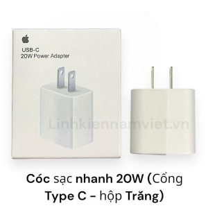 Cóc sạc nhanh 20W (Cổng Type C - hộp Trắng)