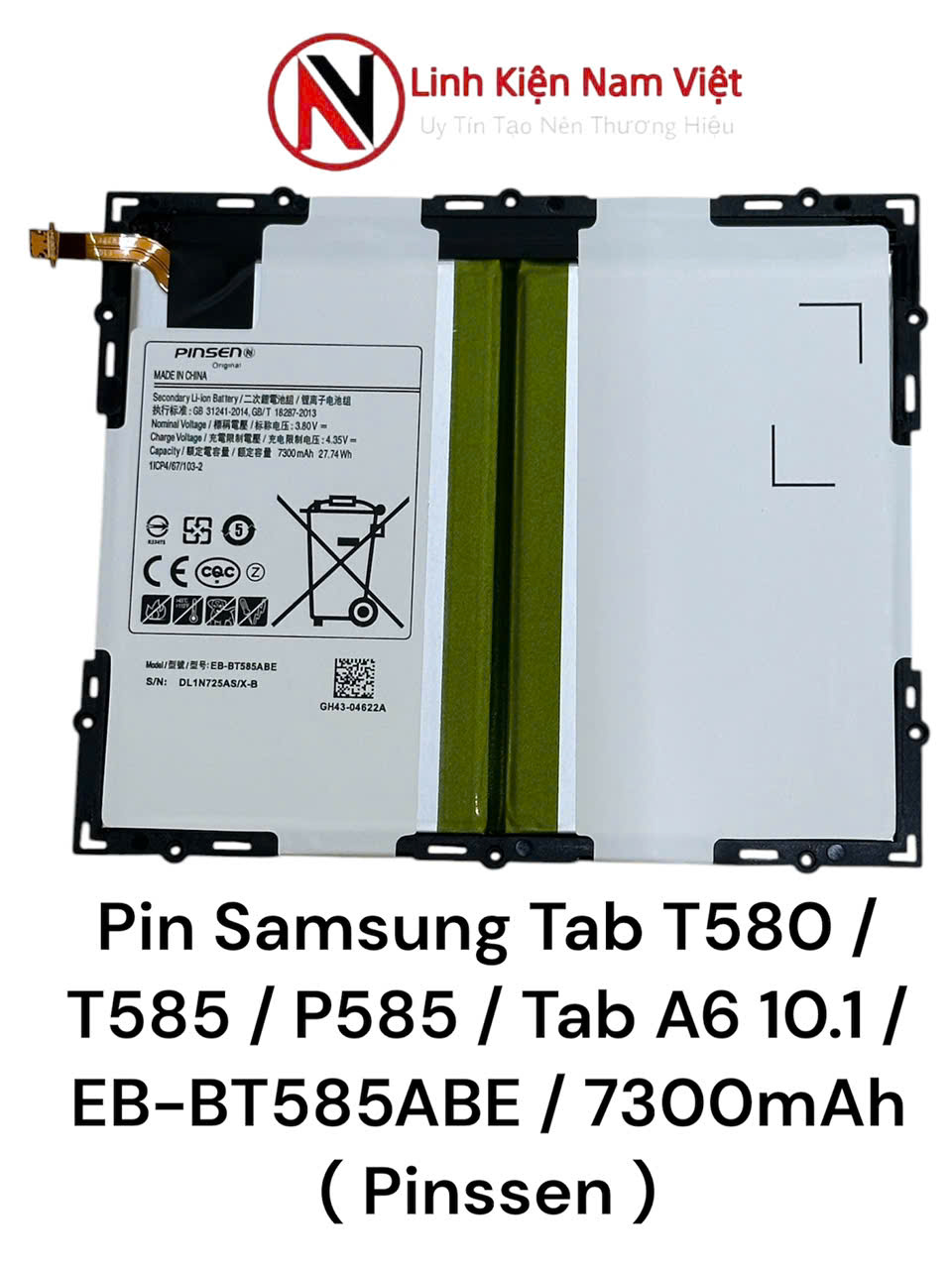Pin Samsung Tab T580 / T585 / P585 / Tab A6 10.1 / EB-BT585ABE / 7300mAh ( Pinssen )