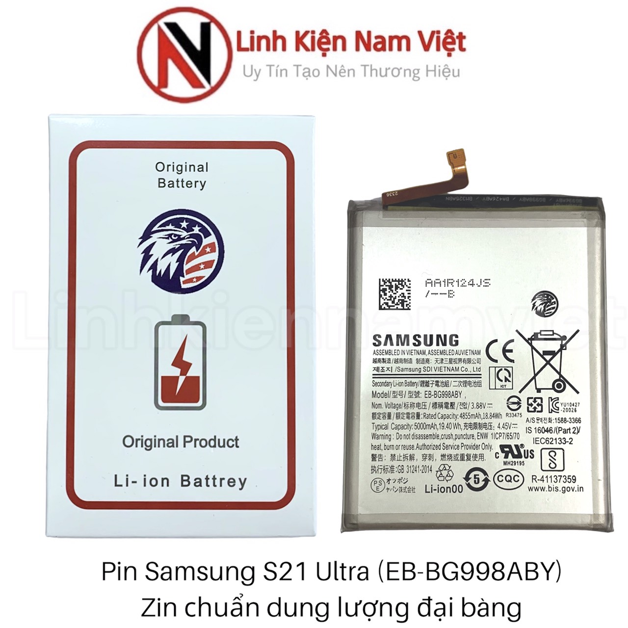 Pin Samsung S21U / S21 Ultra (Zin Đại Bàng Dung Lượng Chuẩn-5000mAh (EB-BG998ABY)
