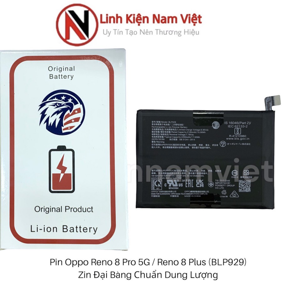 Pin Oppo Reno 8 Pro 5G / Reno 8 Plus Zin Đại Bàng 2250mAh ( BLP929 )
