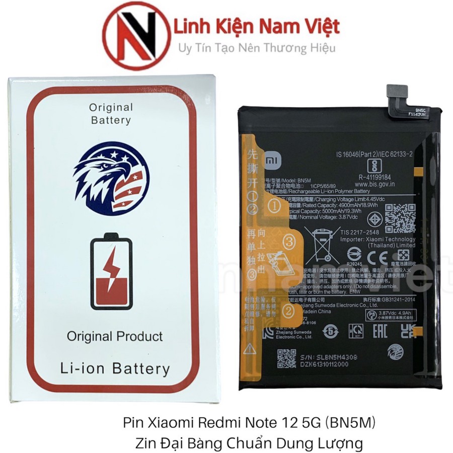 Pin Xiaomi Redmi Note 12 5G / Redmi Note 12T Pro / POCO X5 - 5G (Zin Đại Bàng DLC-5000mAh (BN5J)