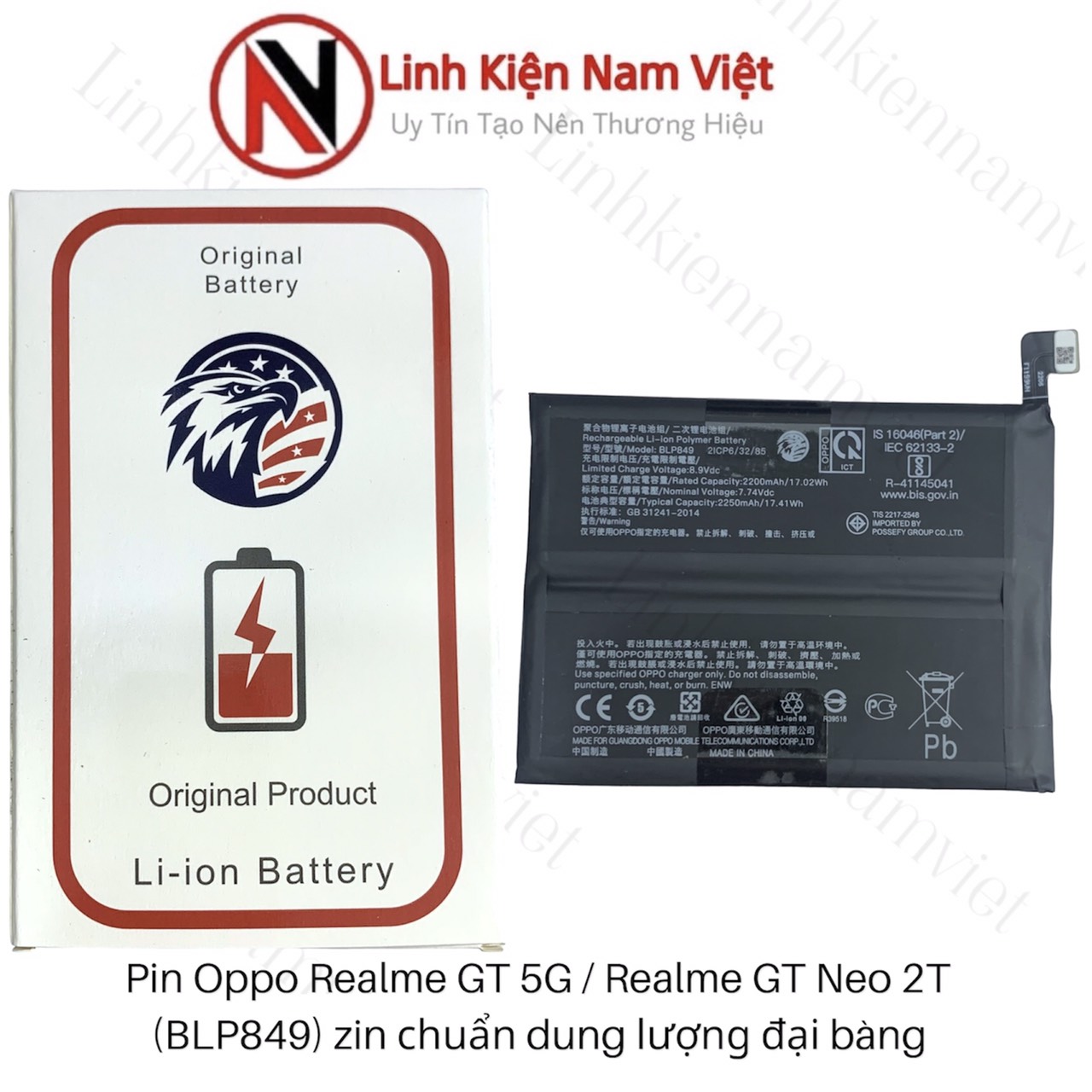 Pin Oppo Realme GT 5G / Realme GT NEO 2T (Zin Đại bàng dung lượng chuẩn-2202mAh (BLP849)