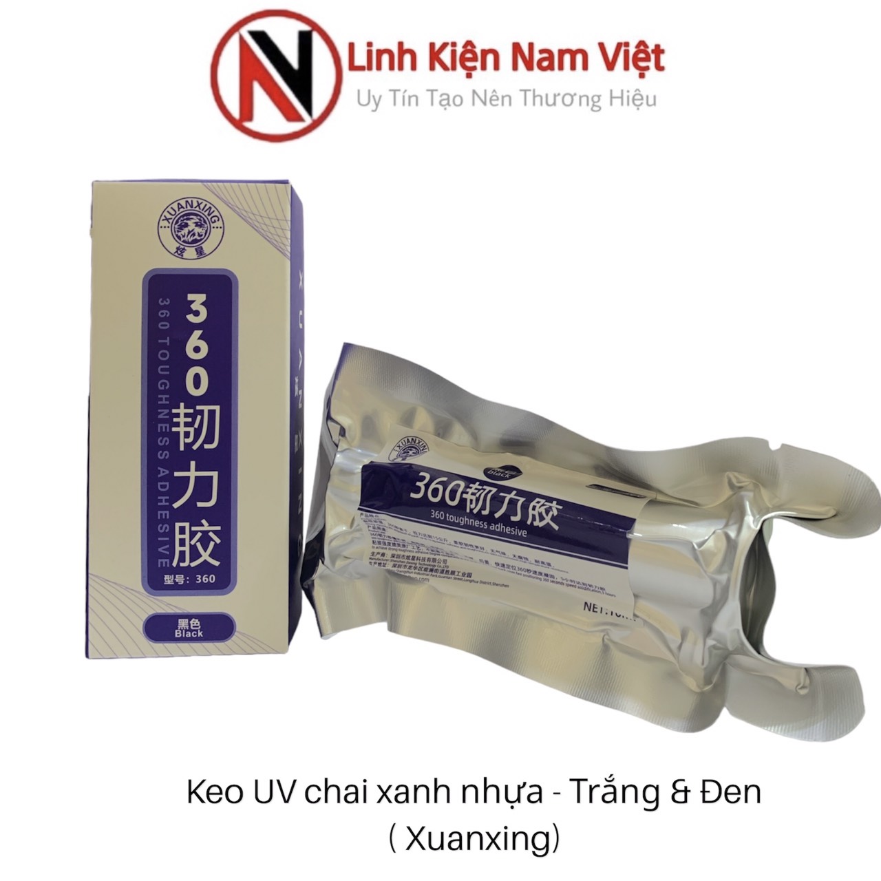 Keo UV xanh chai nhựa ( Xuanxing 360 ) Trắng , Đen