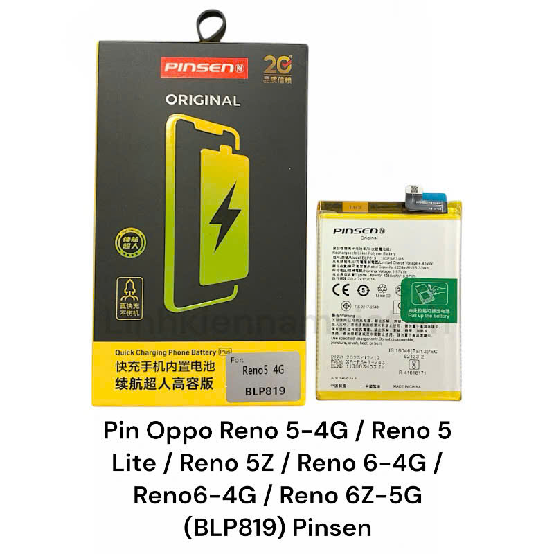 Pin Oppo Reno 5-4G / Reno 5 Lite / Reno 5Z / Reno 6-4G / Reno6-4G / Reno 6Z-5G / BLP819 4220mAh ( Pinsen )