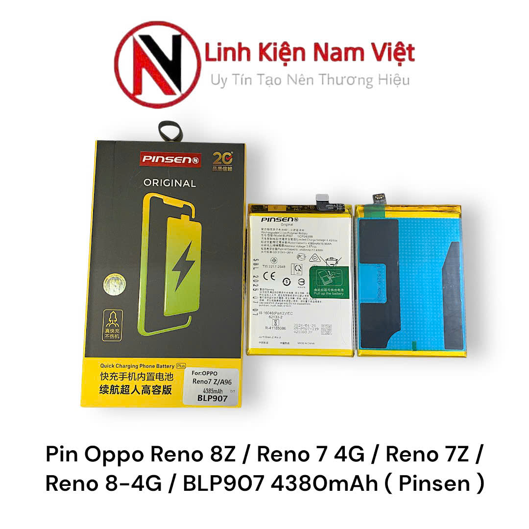 Pin Oppo Reno 8Z / Reno 7 4G / Reno 7Z / Reno 8-4G / A96 5G / BLP907 4380mAh ( Pinsen )