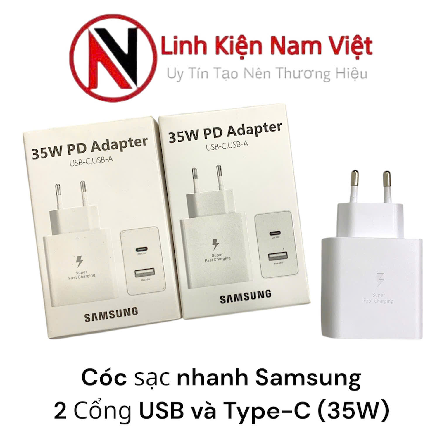 Cóc sạc nhanh Samsung / 2 Cổng USB và Type-C (35W)