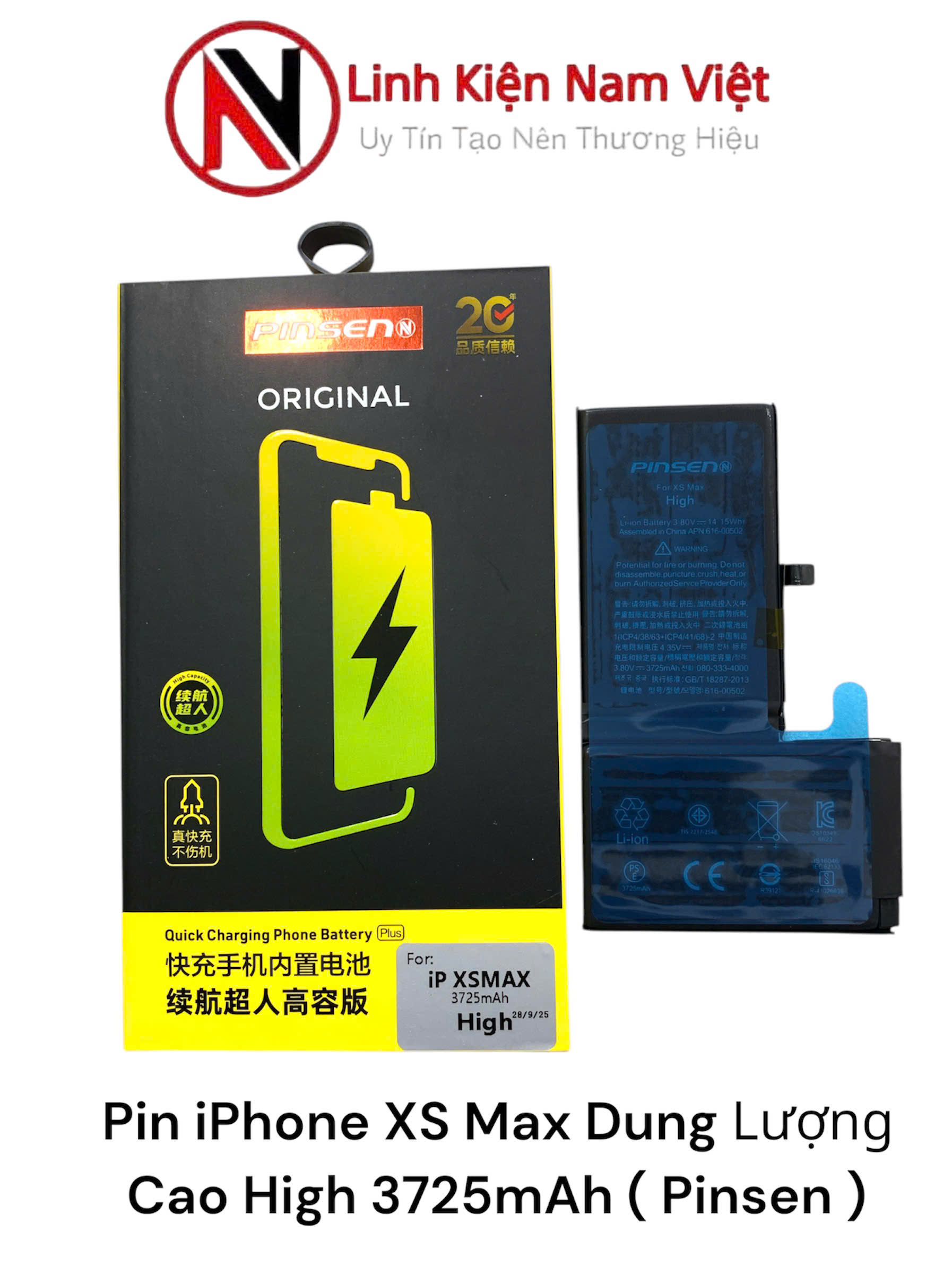 Pin iPhone XS Max Dung Lượng Cao High 3725mAh ( Pinsen )