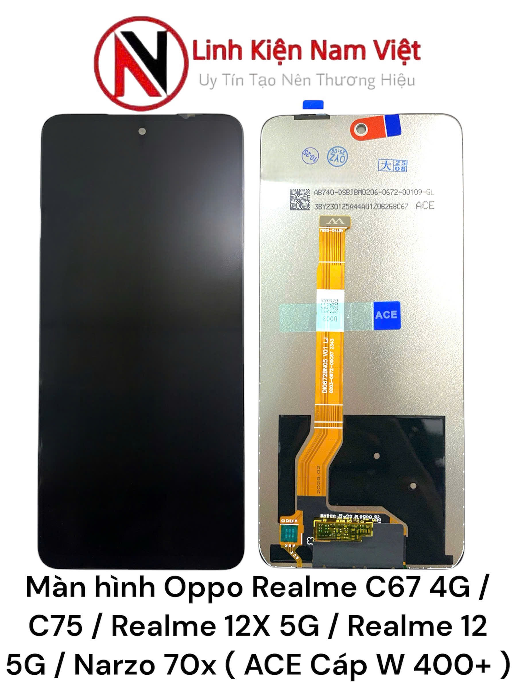 Màn hình Oppo Realme C67 4G / C75 / Realme 12X 5G / Realme 12 5G / Narzo 70x ( ACE Cáp W 400+ )