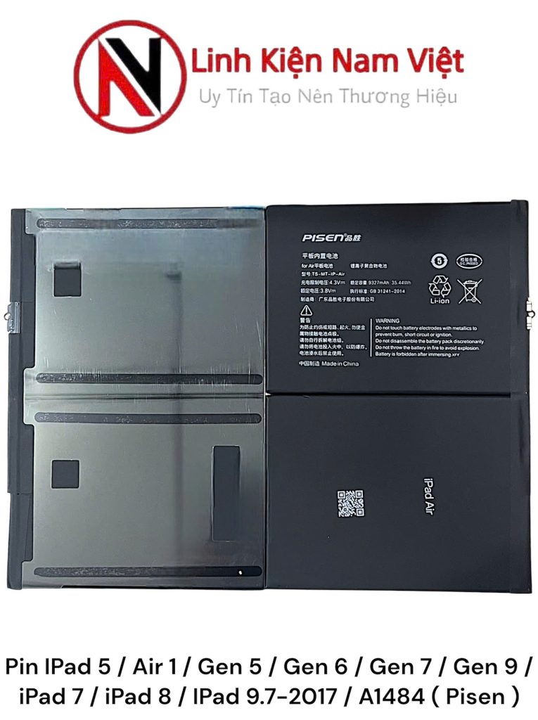 Pin IPad 5 / Air 1 / Gen 5 / Gen 6 / Gen 7 / Gen 9 / iPad 7 / iPad 8 / IPad 9.7-2017 / A1484 ( Pisen )
