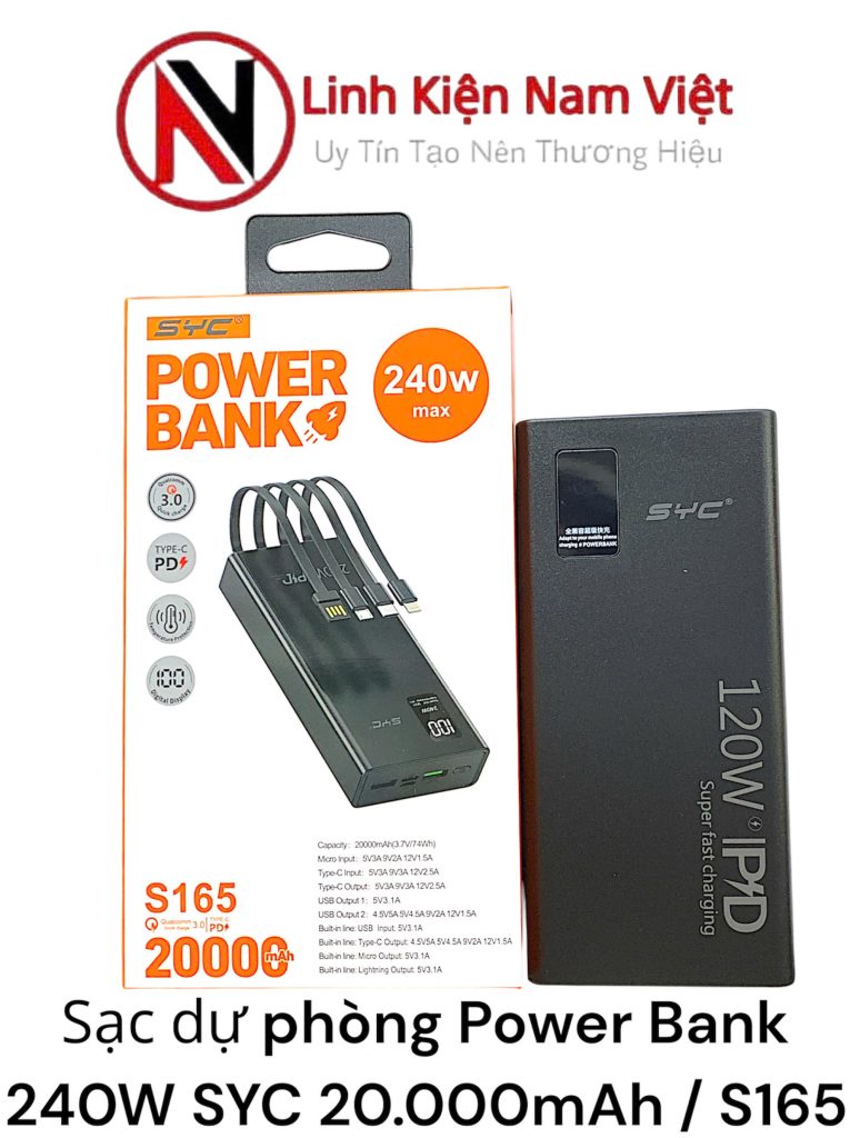 Sạc dự phòng Power Bank 240W SYC 20.000mAh / S165