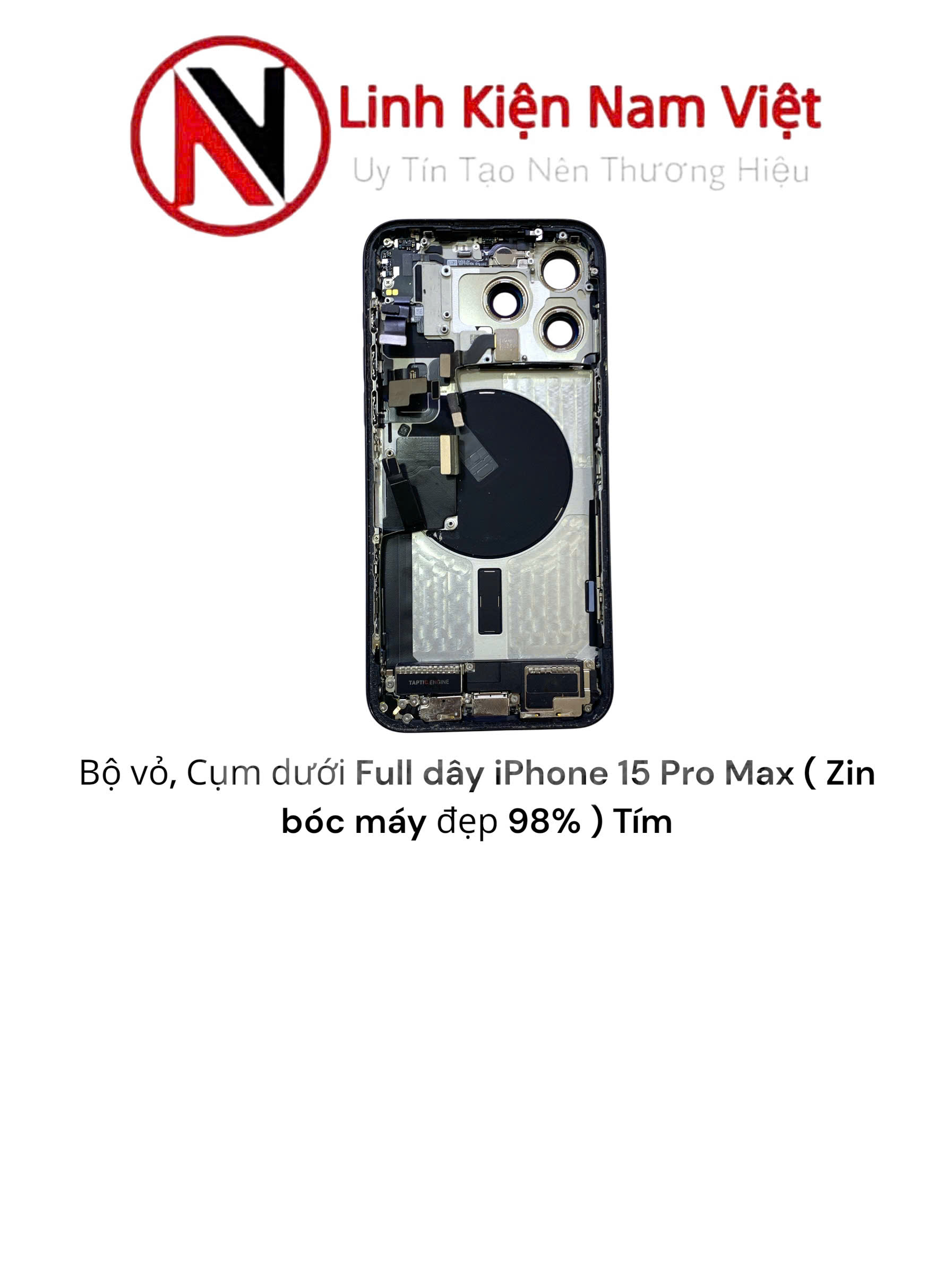 Bộ vỏ, Cụm dưới Full dây iPhone 15 Pro Max ( Zin bóc máy đẹp 98% ) Tím