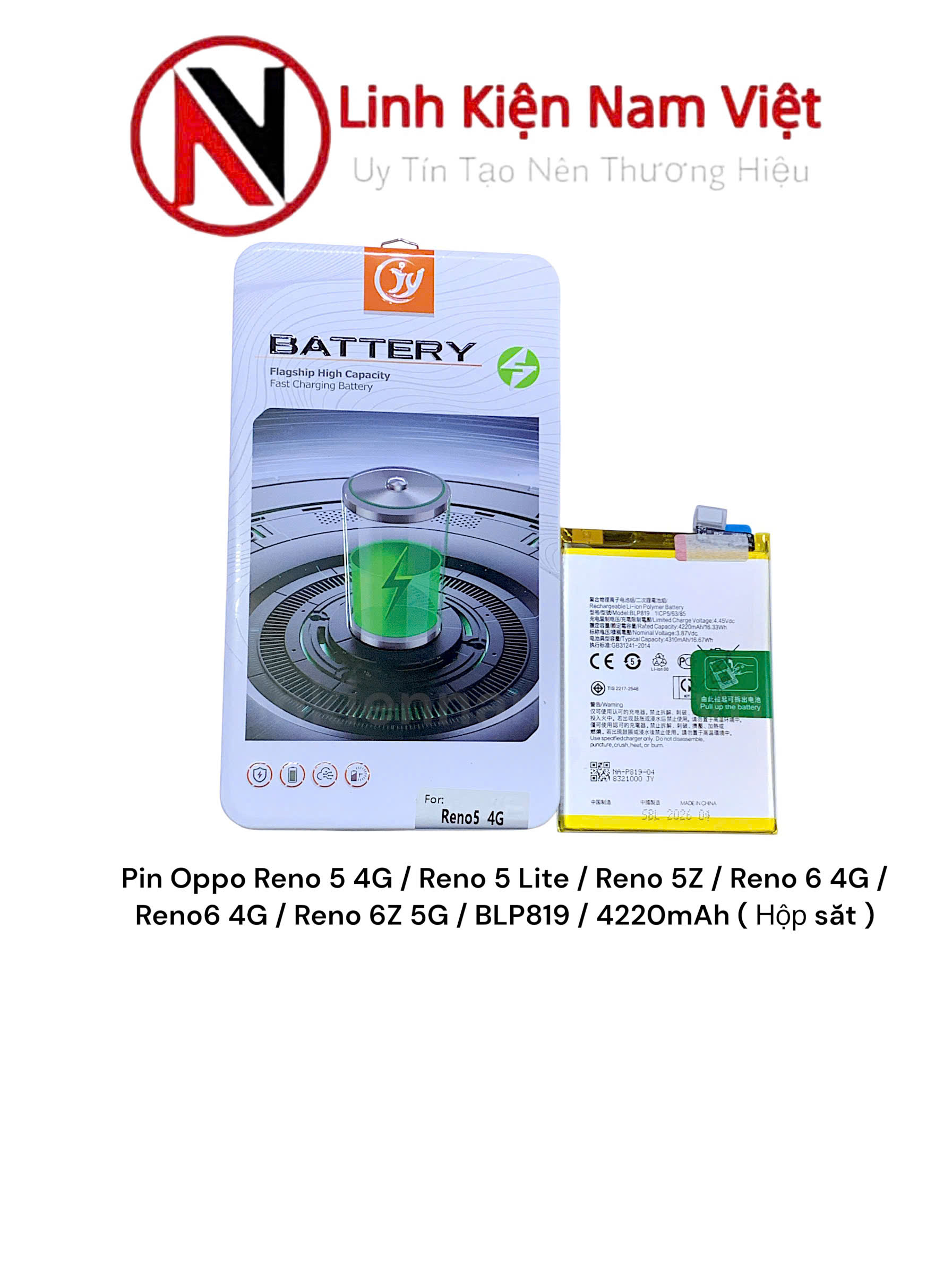 Pin Oppo Reno 5 4G / Reno 5 Lite / Reno 5Z / Reno 6 4G / Reno6 4G / Reno 6Z 5G / BLP819 / 4220mAh ( Hộp sắt )