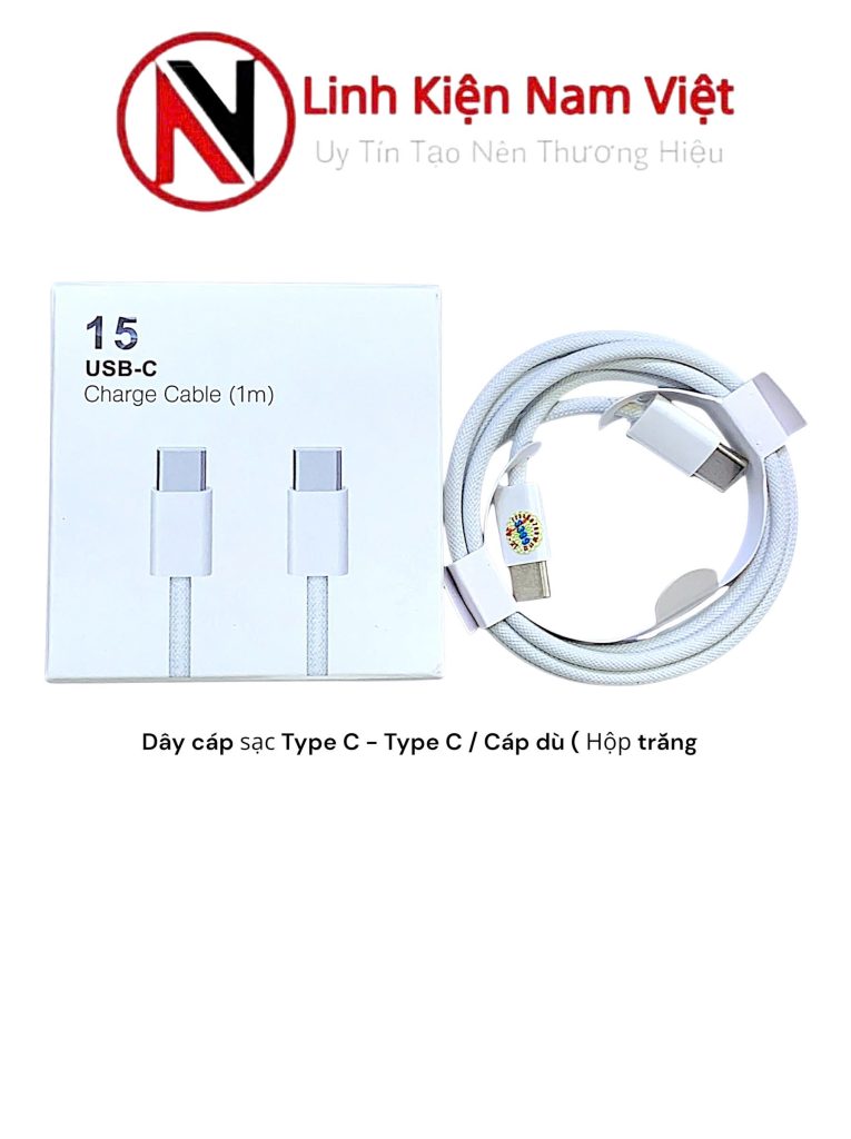 Cáp sạc nhanh Type C - Type C / Cáp dù ( Hộp trắng )