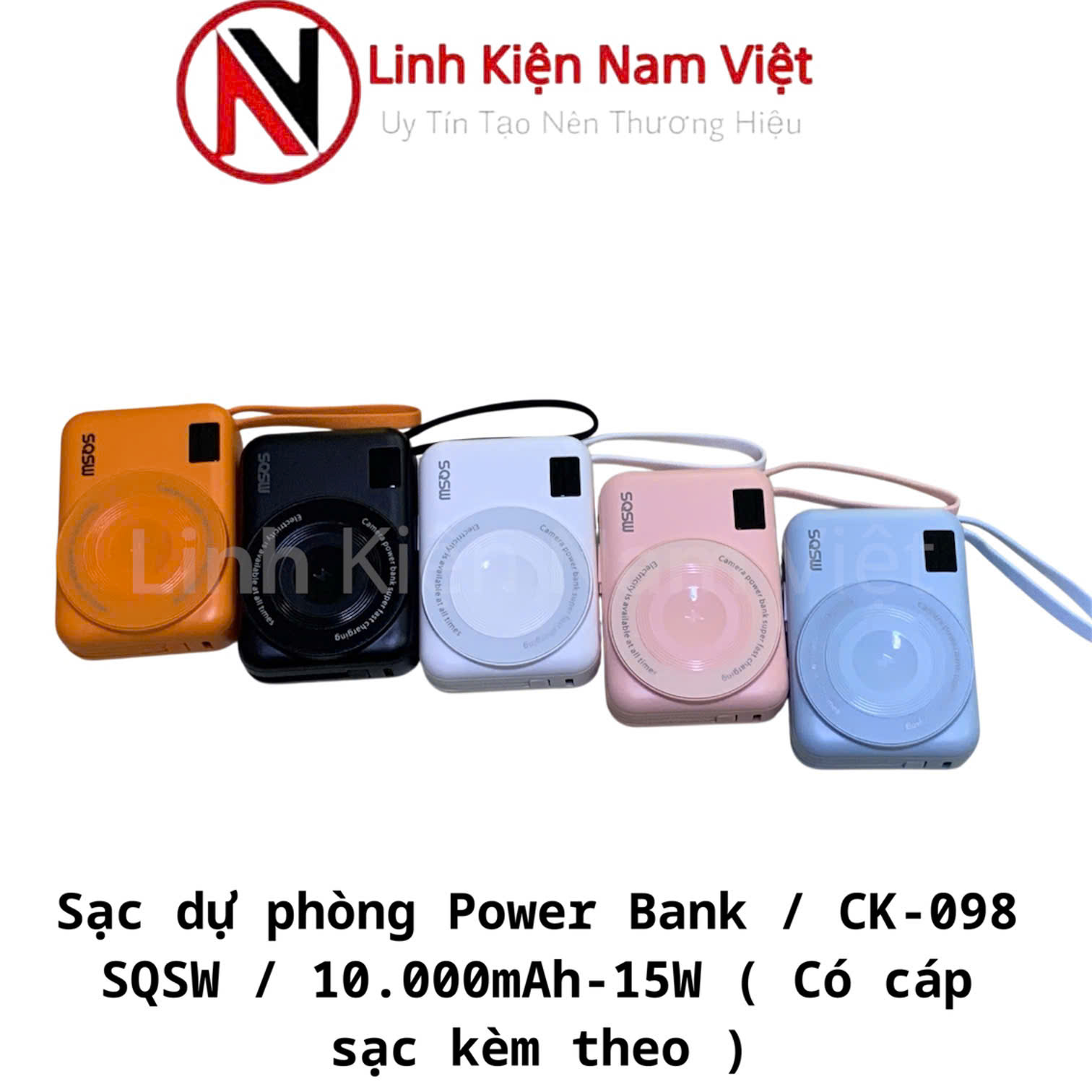 Sạc dự phòng Power Bank / CK-098 SQSW / 10.000mAh-15W ( Có cáp sạc kèm theo )