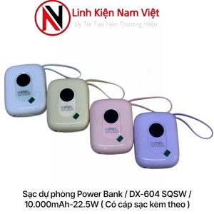Sạc dự phòng Power Bank / DX-604 SQSW / 10.000mAh-22.5W ( Có cáp sạc kèm theo )