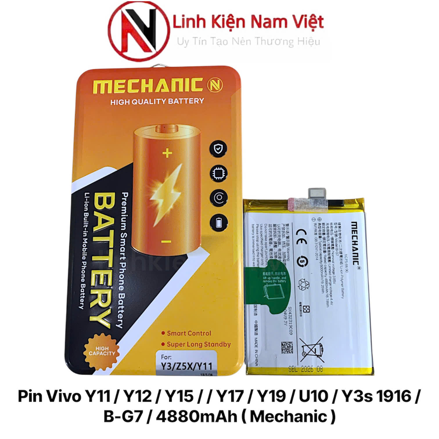 Pin Vivo Y11 / Y12 / Y15 / / Y17 / Y19 / U10 / Y3s 1916 / B-G7 / 4880mAh ( Mechanic )