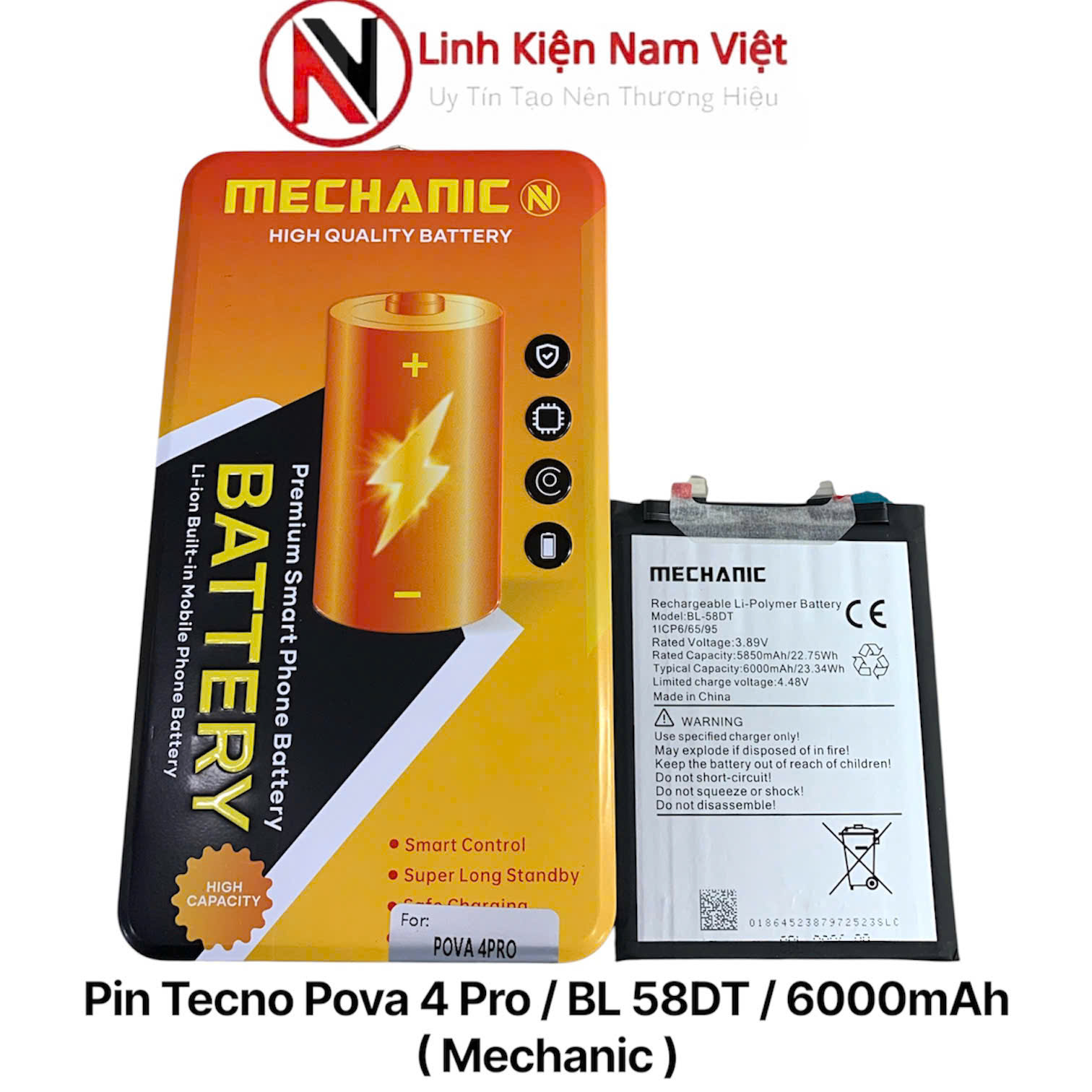 Pin Tecno Pova 4 Pro / BL 58DT / 6000mAh ( Mechanic )