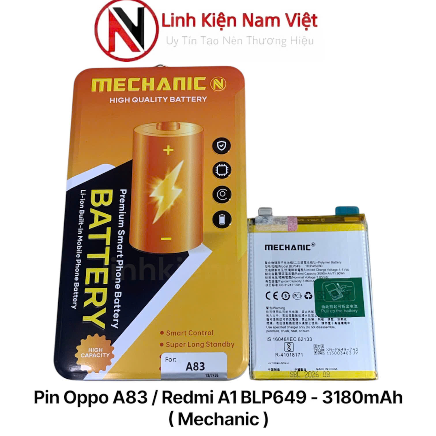Pin Oppo A83 / Redmi A1 BLP649 – 3180mAh ( Mechanic )