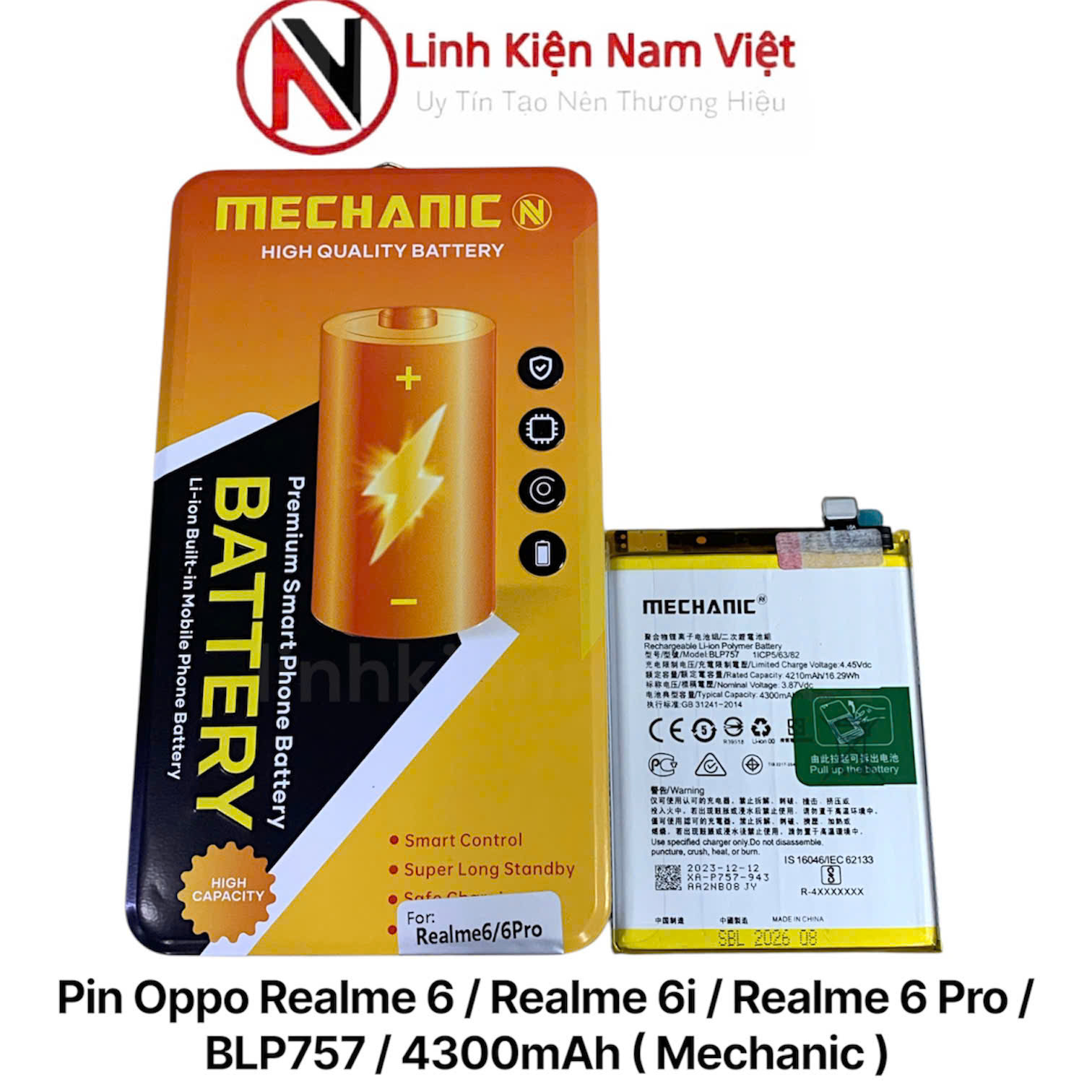 Pin Oppo Realme 6 / Realme 6i / Realme 6 Pro / BLP757 / 4300mAh ( Mechanic )