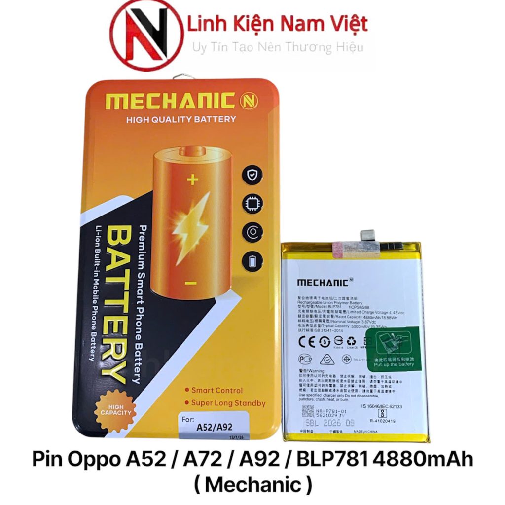Pin Oppo A52 / A72 / A92 / BLP781 4880mAh ( Mechanic )