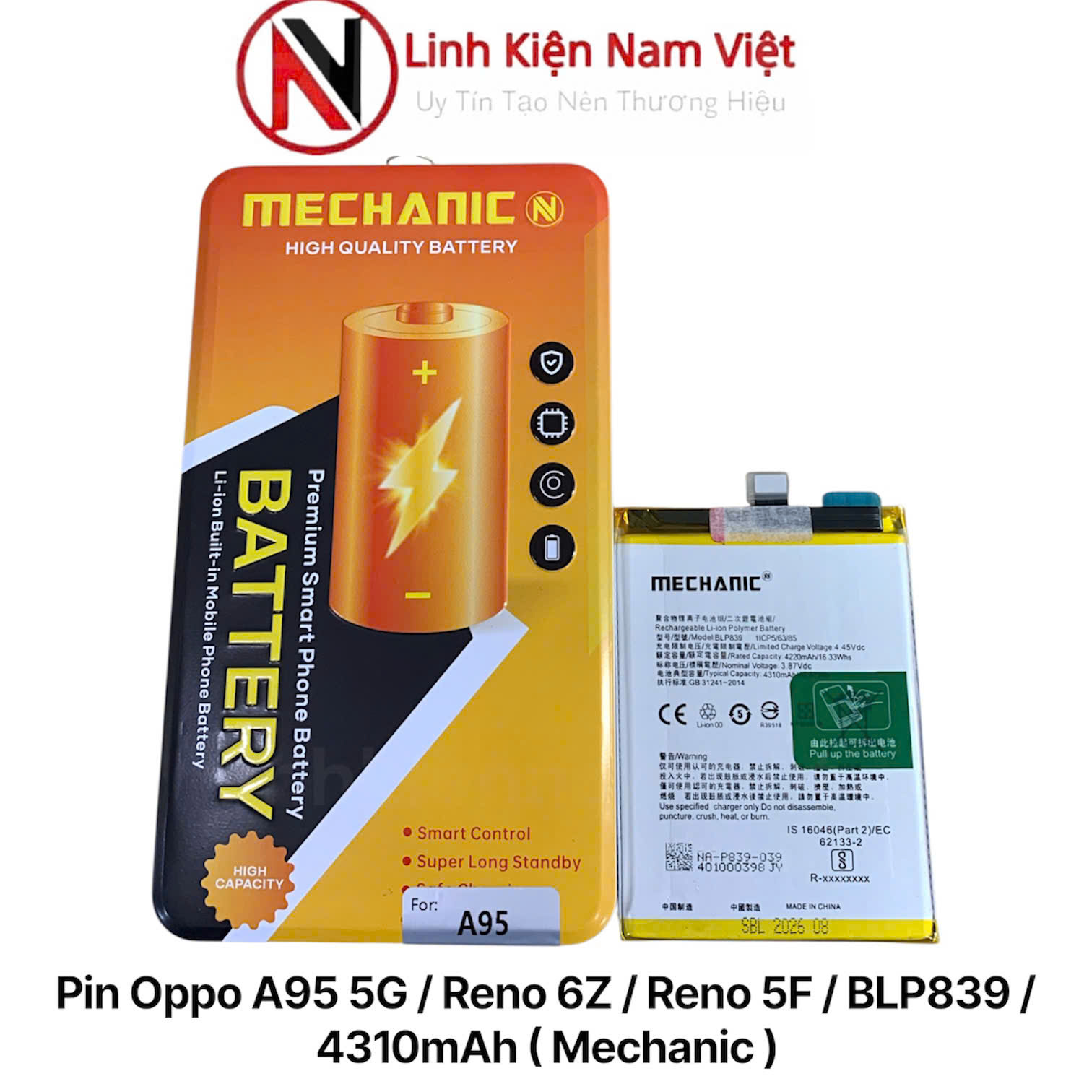 Pin Oppo A95 5G / Reno 6Z / Reno 5F / BLP839 / 4310mAh ( Mechanic