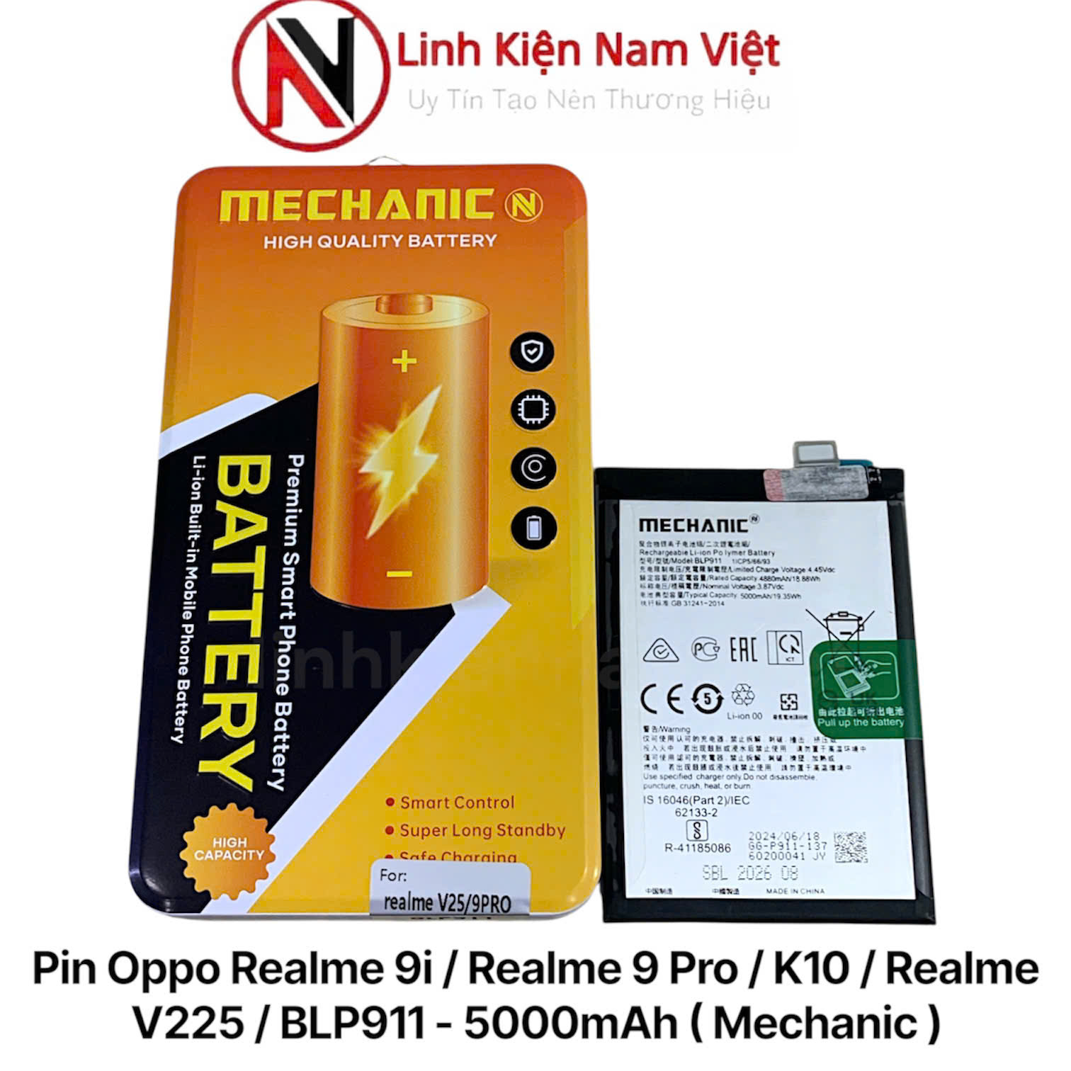 Pin Oppo Realme 9i / Realme 9 Pro / K10 / Realme V225 / BLP911 – 5000mAh ( Mechanic )