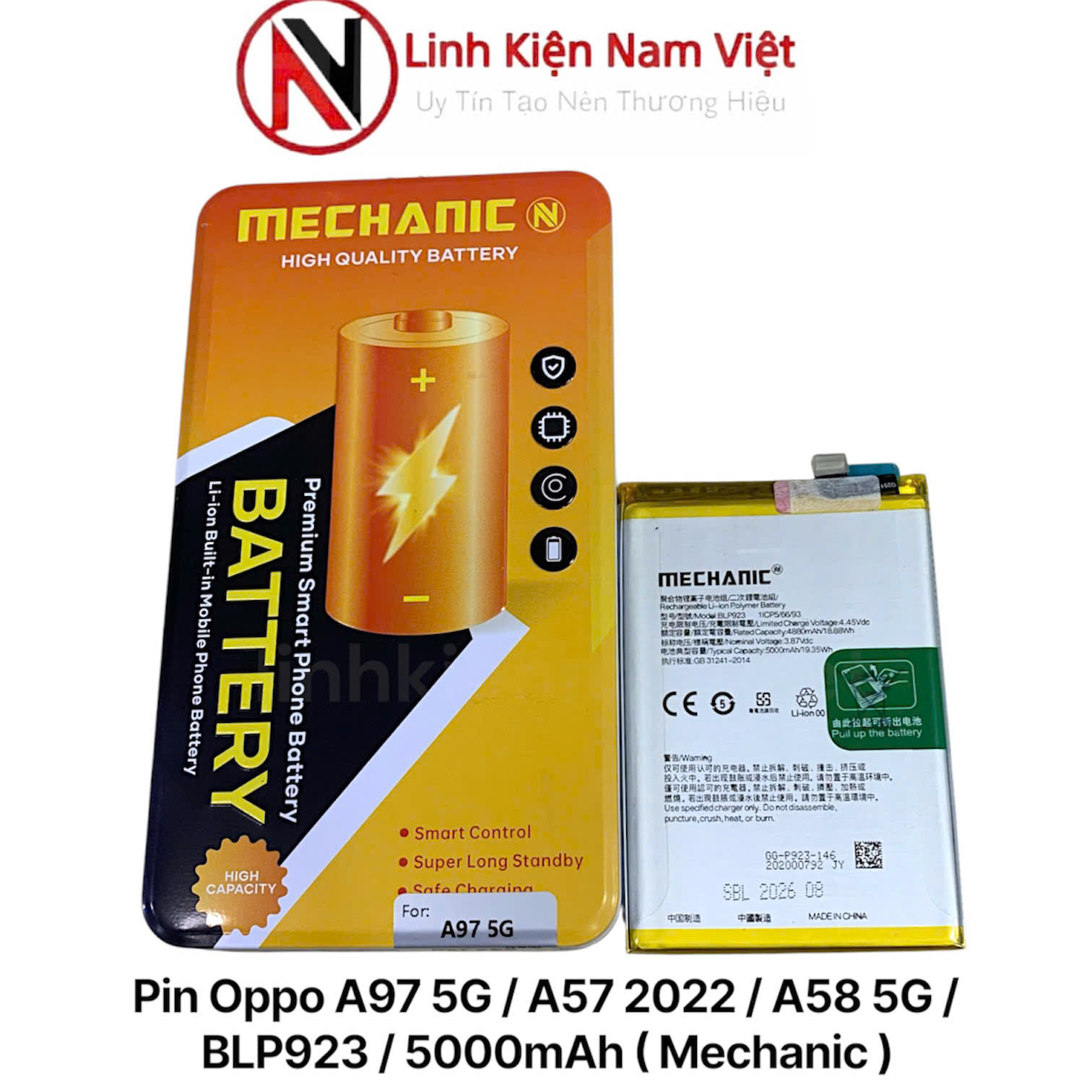 Pin Oppo A97 5G / A57 2022 / A58 5G / BLP923 / 5000mAh ( Mechanic )