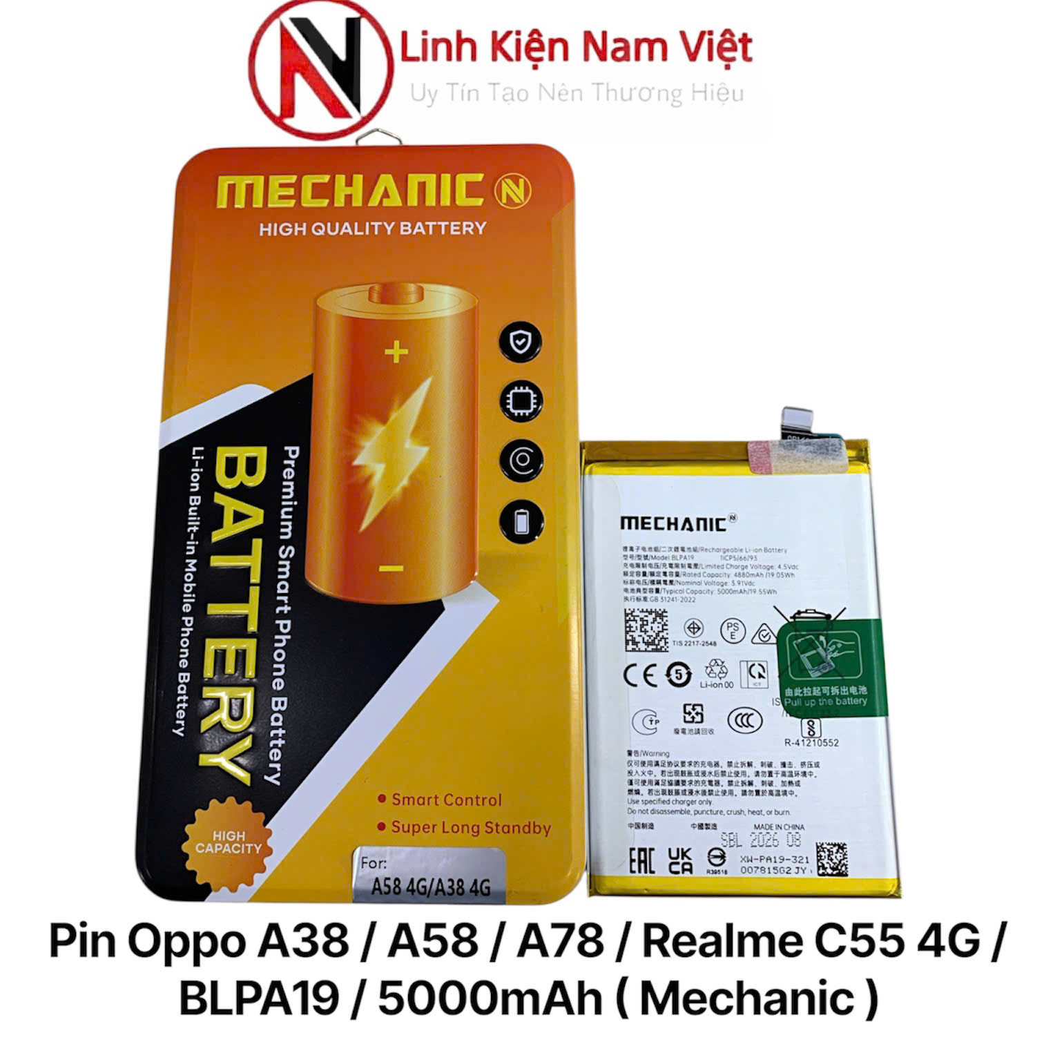 Pin Oppo A38 / A58 / A78 / Realme C55 4G / BLPA19 / 5000mAh ( Mechanic )