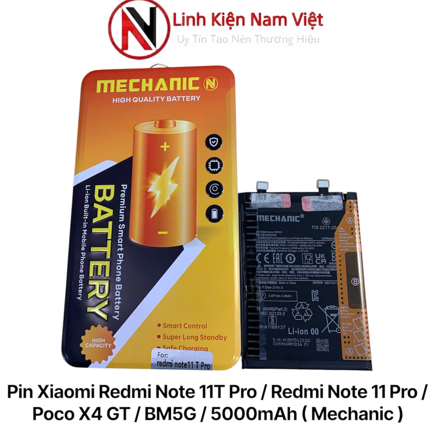 Pin Xiaomi Redmi Note 11T Pro / Redmi Note 11 Pro / Poco X4 GT / BM5G / 5000mAh ( Mechanic )