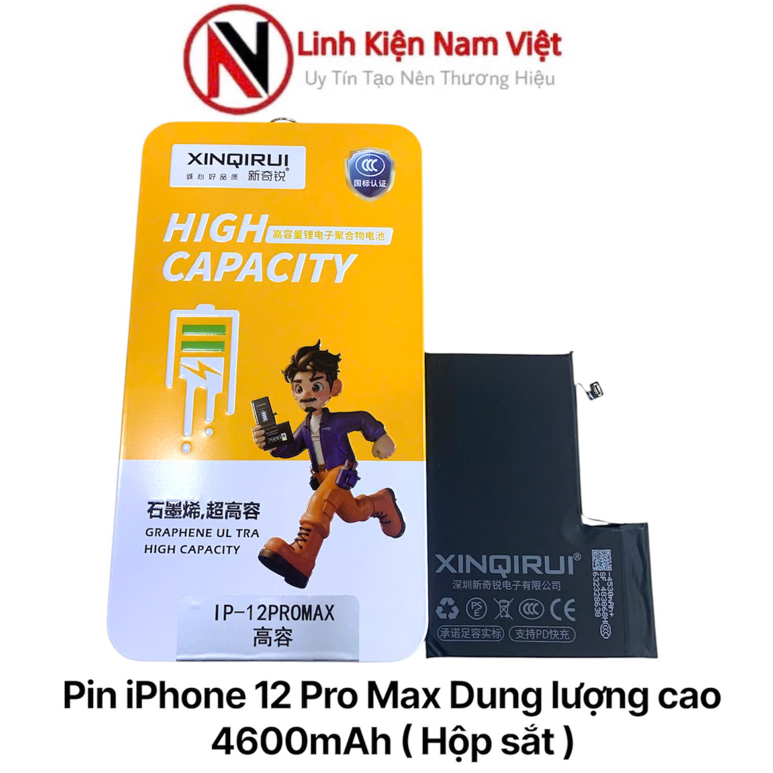 Pin iPhone 12 Pro Max Dung lượng cao 4600mAh ( Hộp sắt )