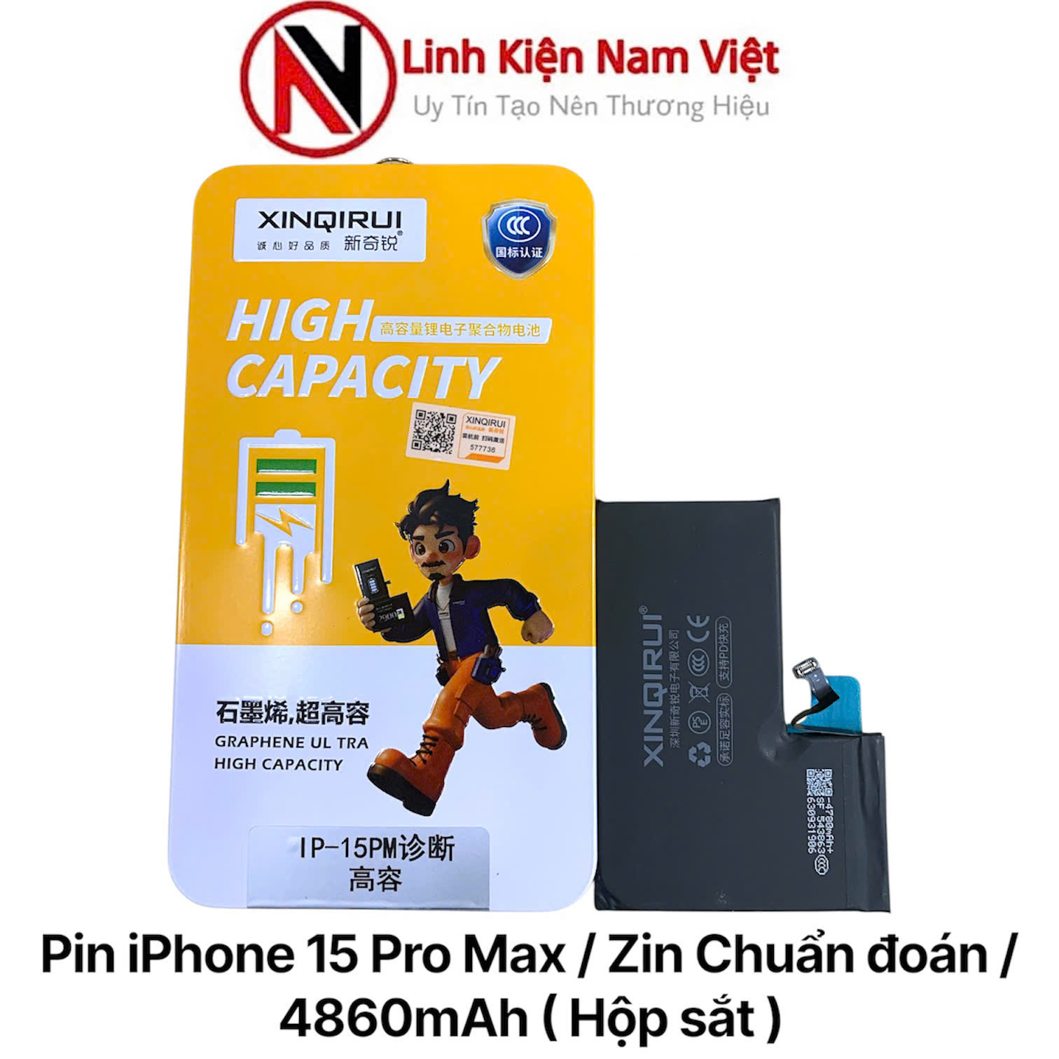 pin iPhone 15 Pro Max 4860mAh hộp sắt