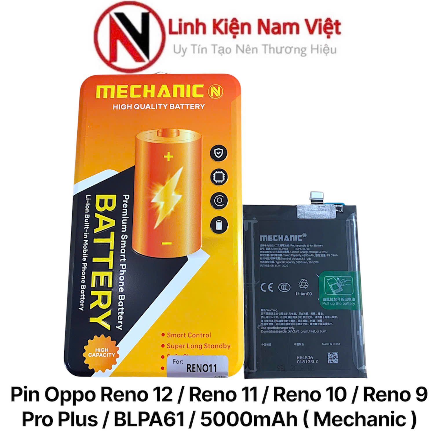 Pin Oppo Reno 12 / Reno 11 / Reno 10 / Reno 9 Pro Plus / BLPA61 / 5000mAh ( Mechanic )