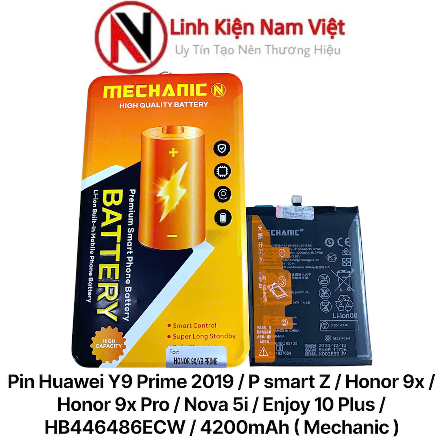 Pin Huawei Y9 Prime 2019 / P smart Z / Honor 9x / Honor 9x Pro / Nova 5i / Enjoy 10 Plus / HB446486ECW / 4200mAh ( Mechanic )