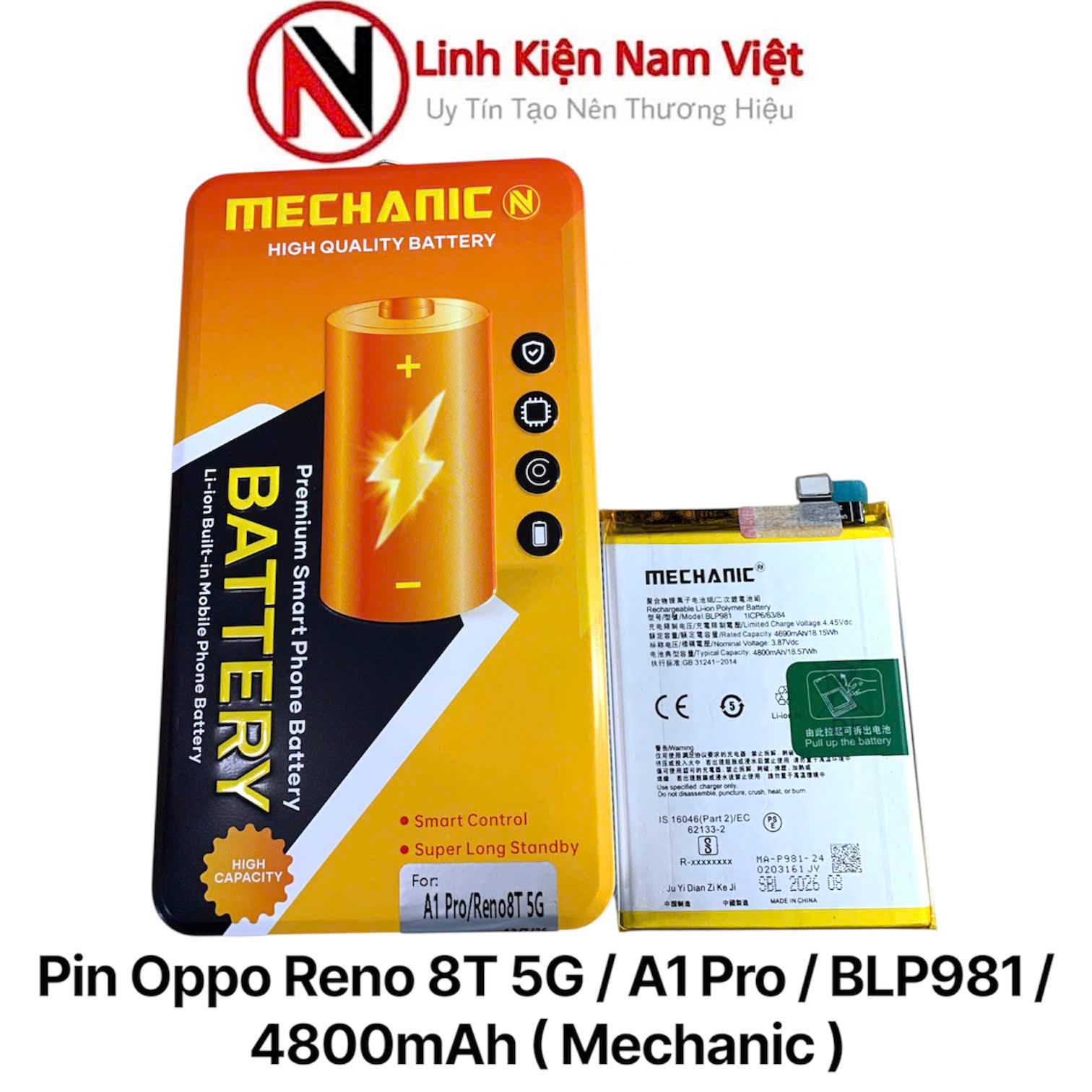 Pin Oppo Reno 8T 5G / A1 Pro / BLP981 / 4800mAh ( Mechanic )