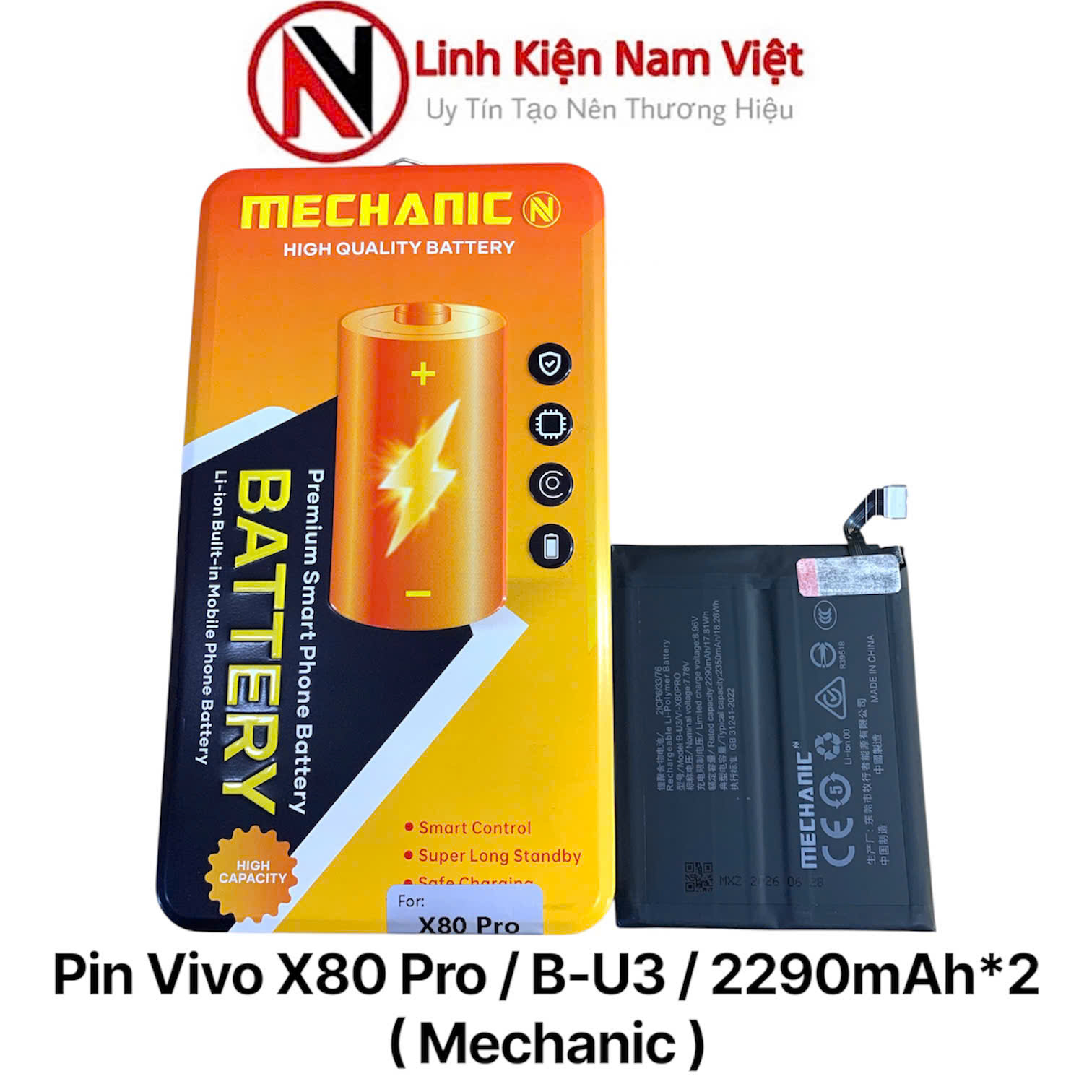 Pin Vivo X80 Pro / B-U3 / 2290mAh*2 ( Mechanic )