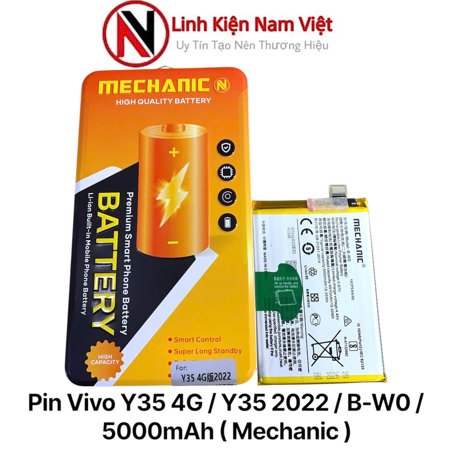Pin Vivo Y35 4G / Y35 2022 / B-W0 / 5000mAh ( Mechanic )