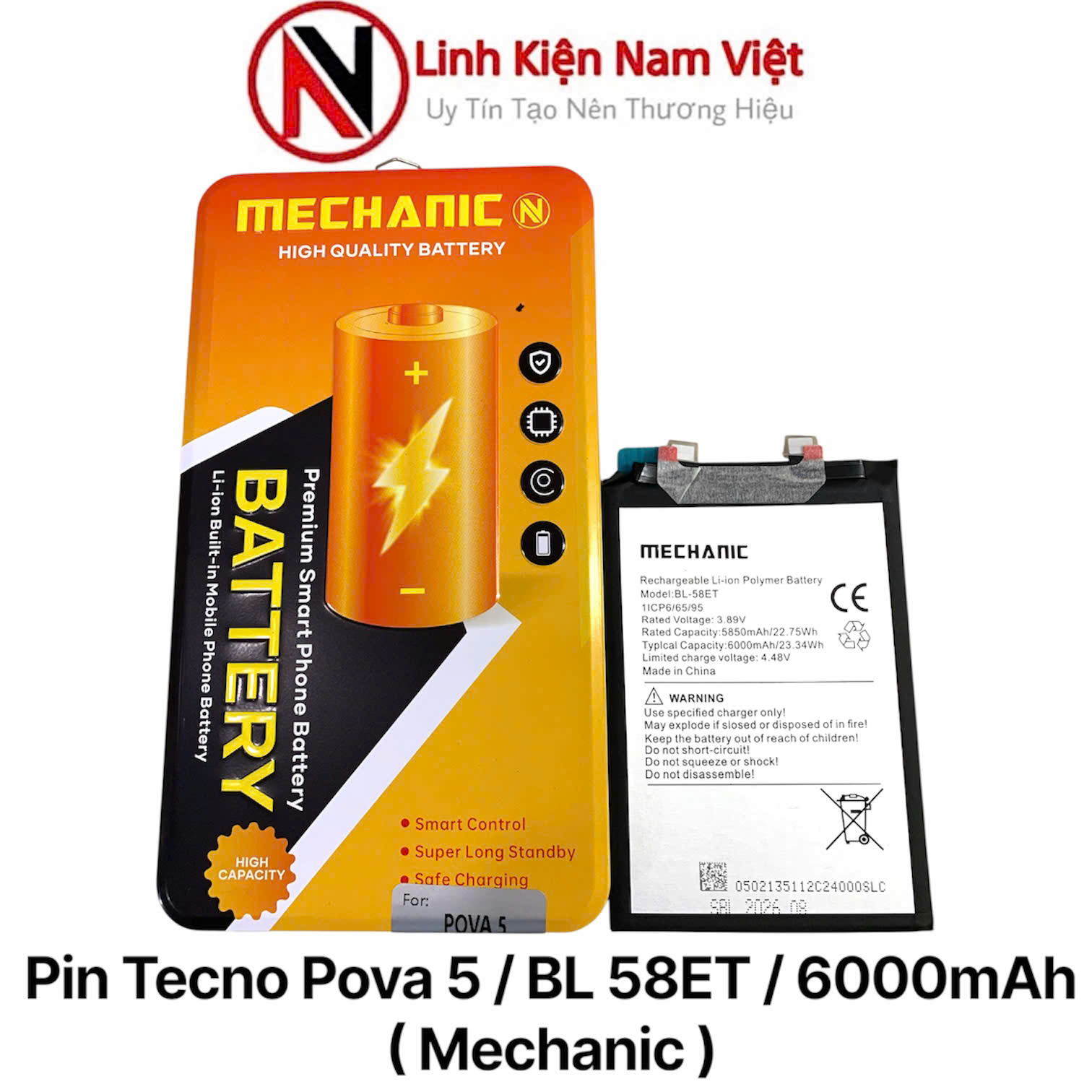 Pin Tecno Pova 5 BL 58ET 6000mAh Mechanic