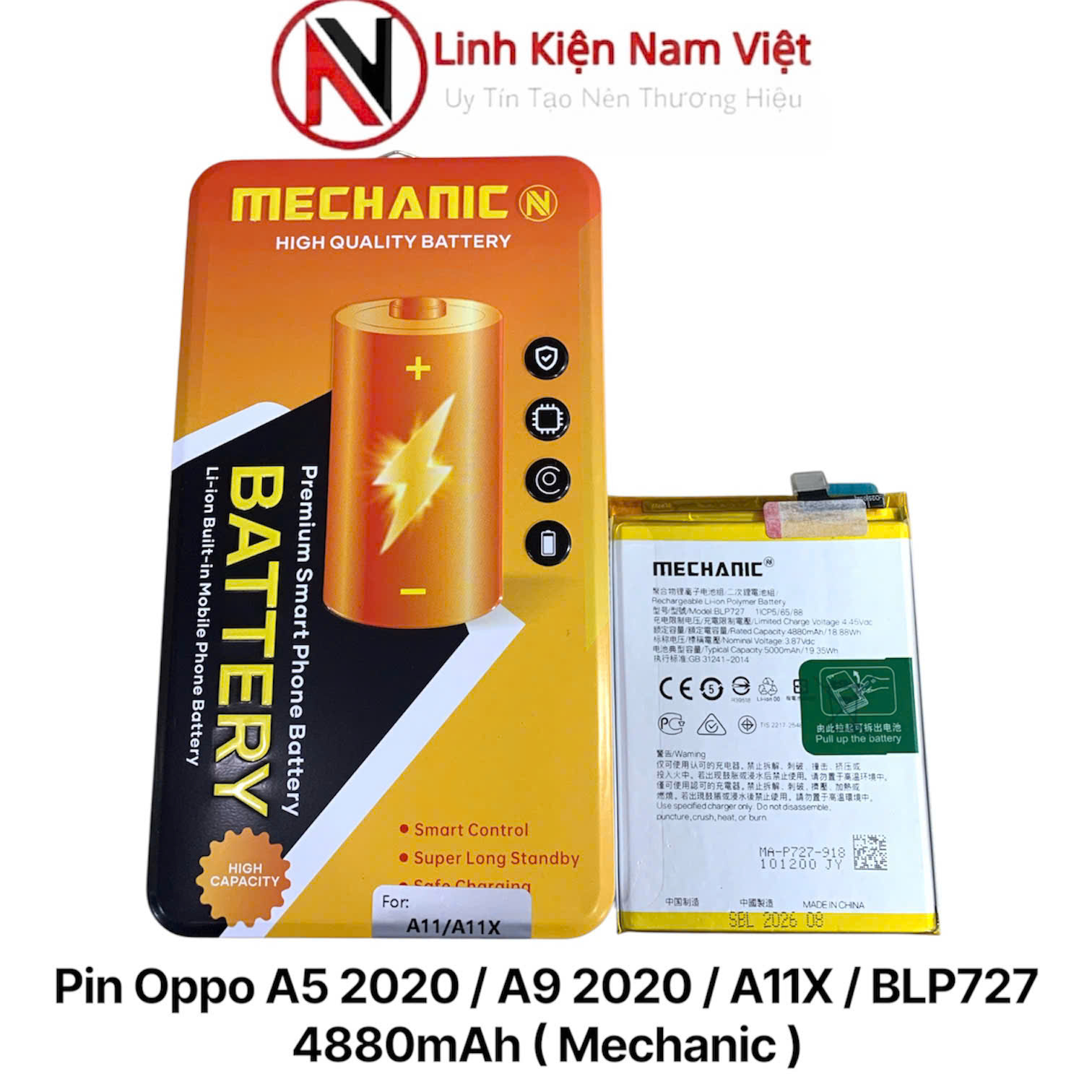 Pin Oppo A5 2020 / A9 2020 / A11X / BLP727 4880mAh ( Mechanic )