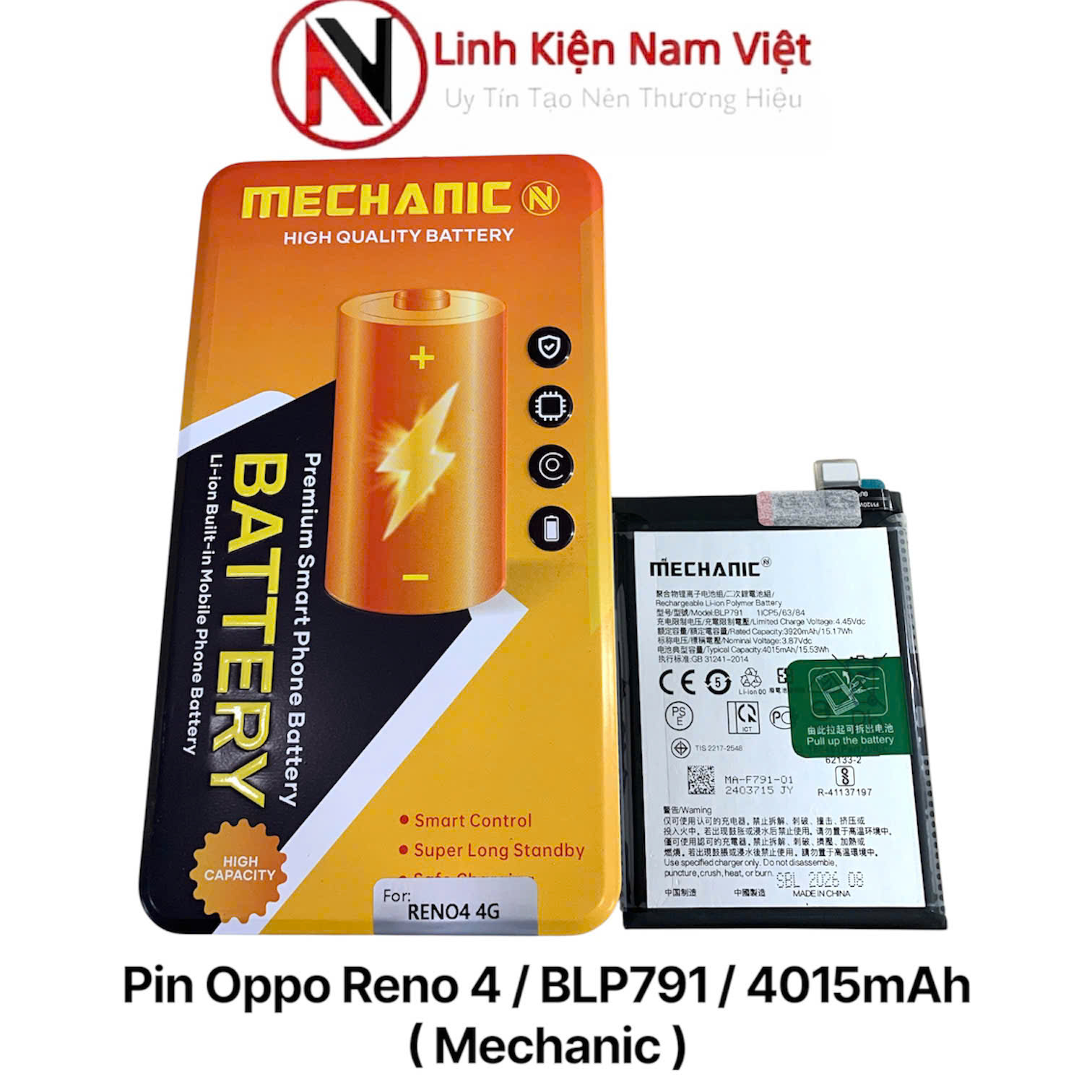 Pin Oppo Reno 4 / BLP791 / 4015mAh ( Mechanic )