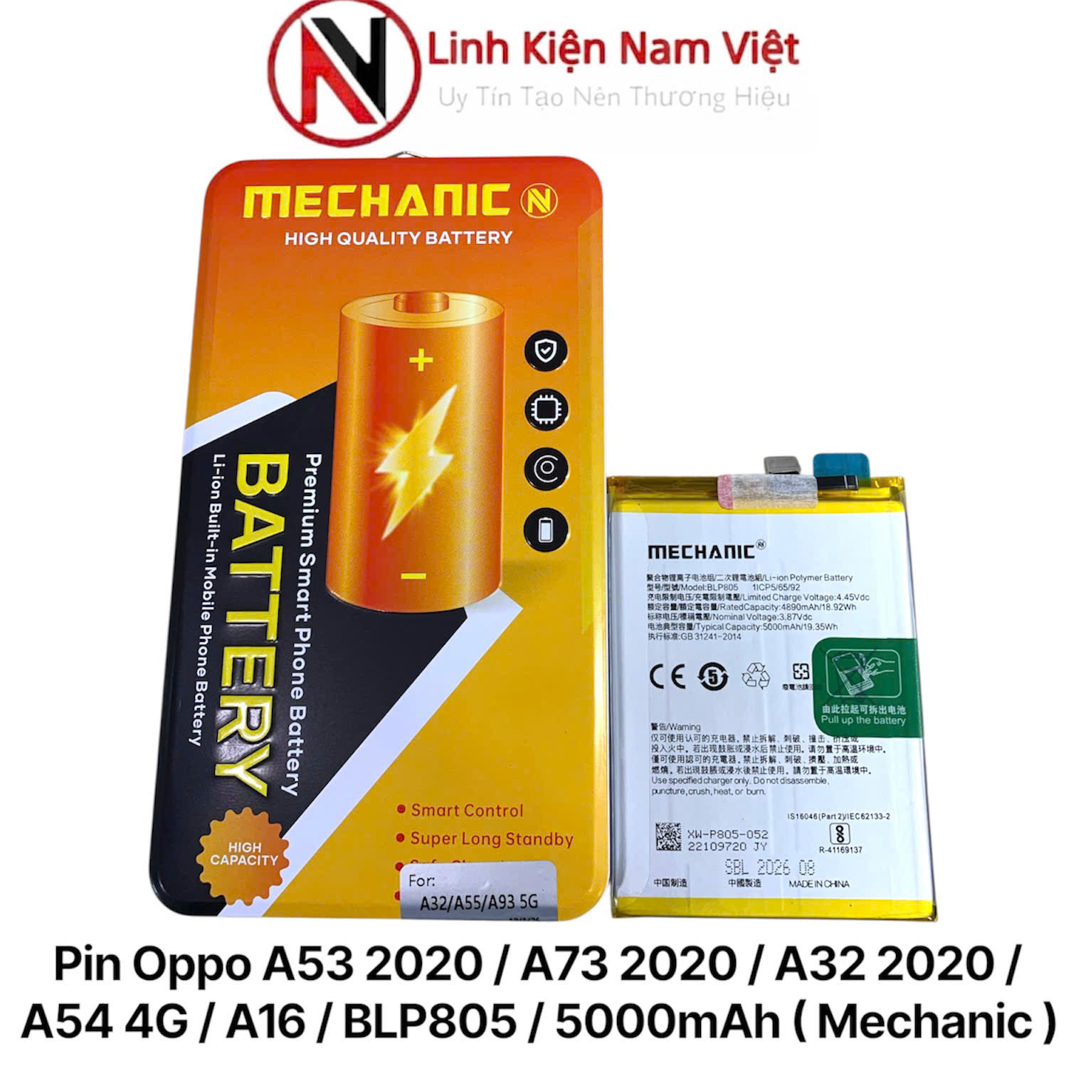 Pin Oppo A53 2020 / A73 2020 / A32 2020 / A54 4G / A16 / BLP805 / 5000mAh ( Mechanic )