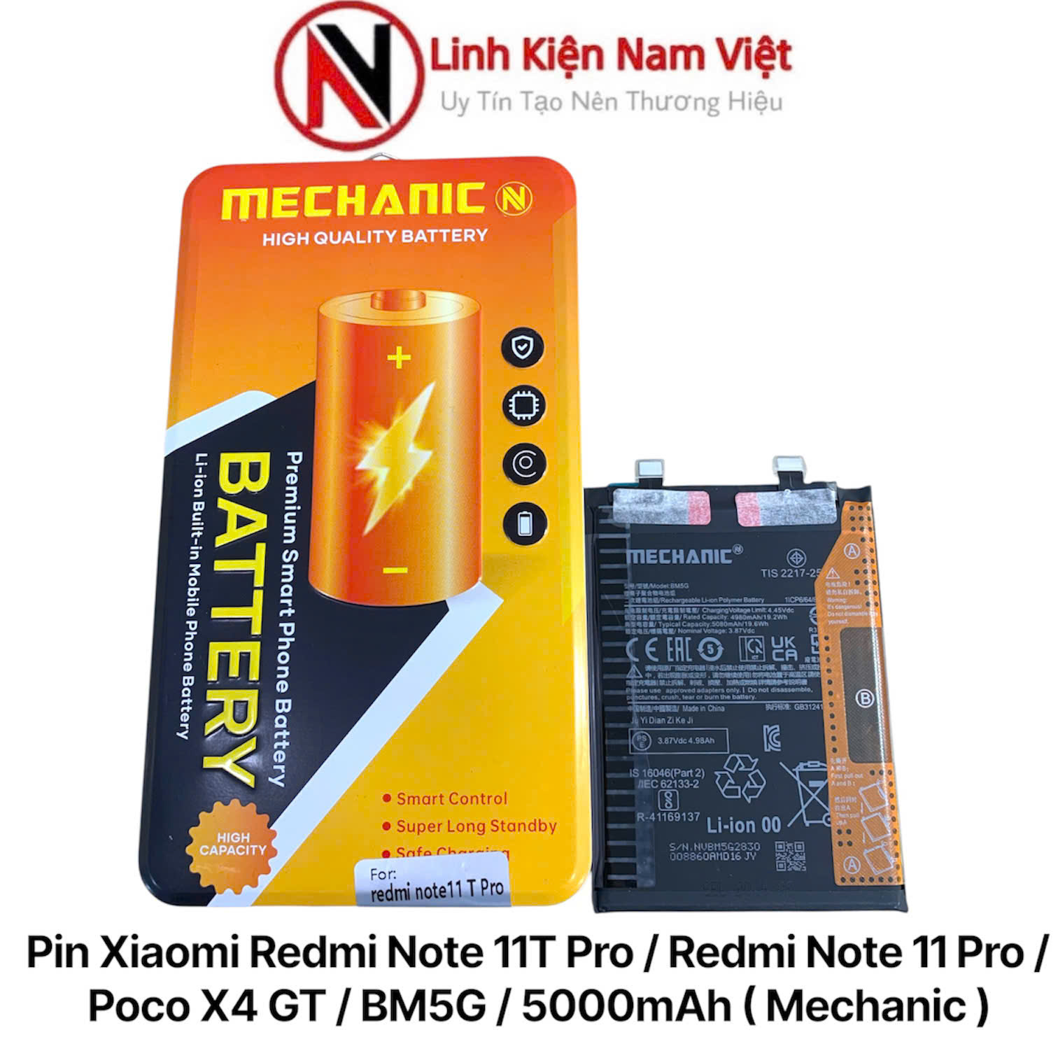 Pin Xiaomi Redmi Note 11T Pro / Redmi Note 11 Pro / Poco X4 GT / BM5G / 5000mAh ( Mechanic )