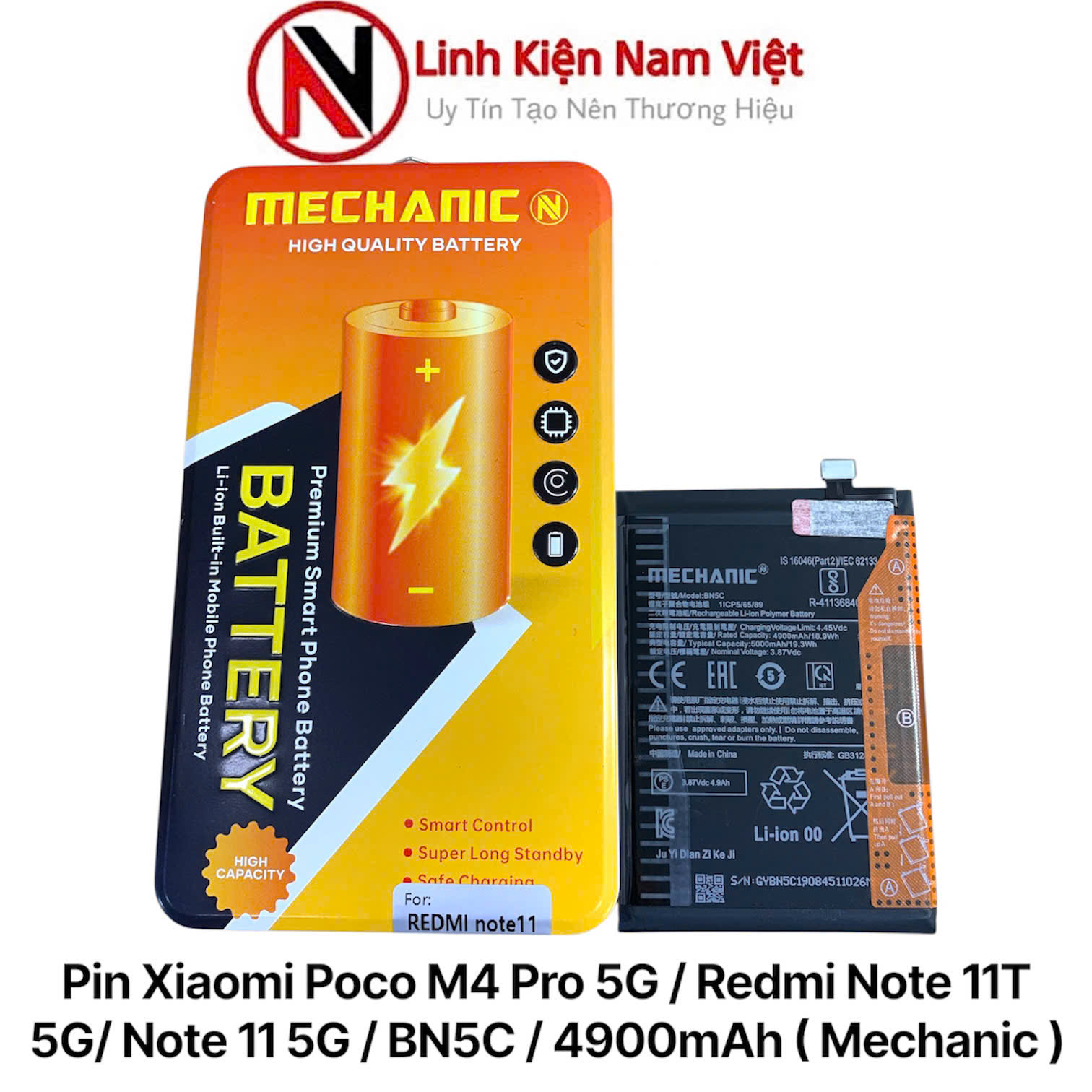 Pin Xiaomi Poco M4 Pro 5G / Redmi Note 11T 5G/ Note 11 5G / BN5C / 4900mAh ( Mechanic )