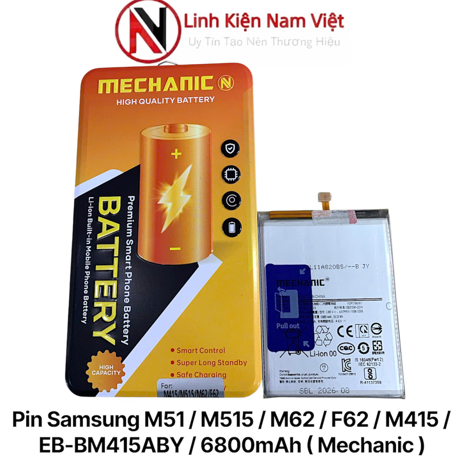 Pin Samsung M51 / M515 / M62 / F62 / M415 / EB-BM415ABY / 6800mAh ( Mechanic )