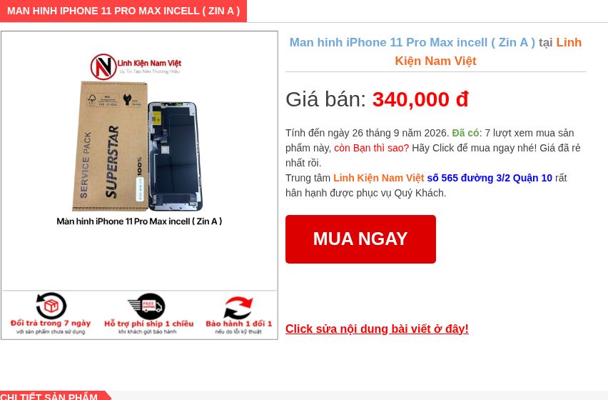 Thông tin màn hình iPhone 11 Pro Max Incell
